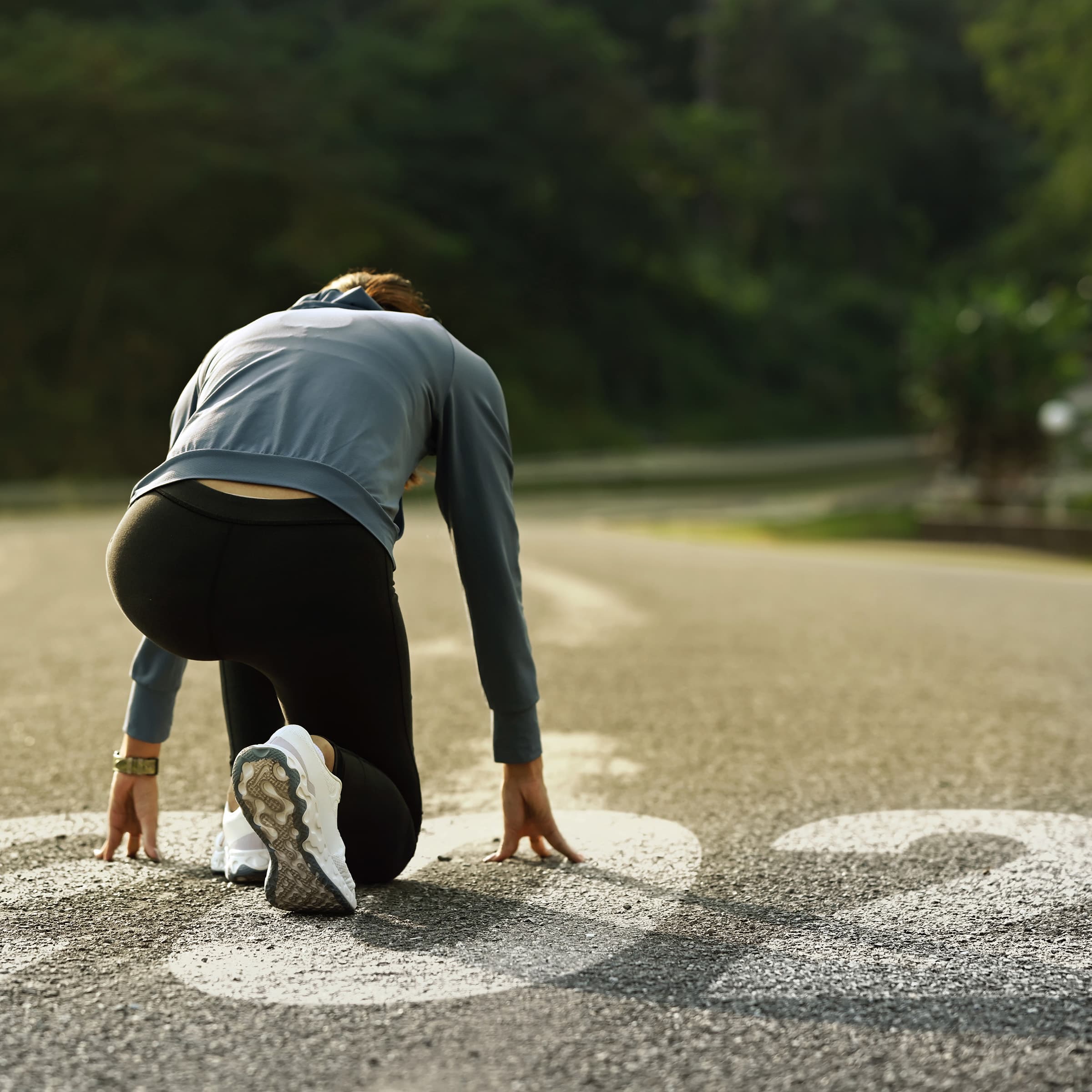 Läuferin an der Startlinie